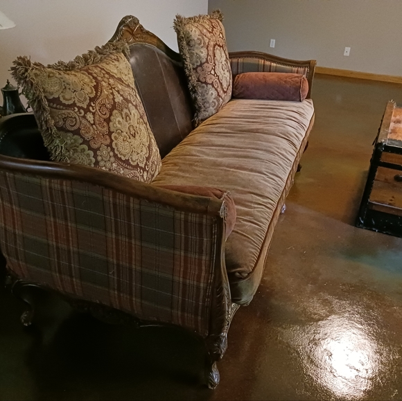 Plunkett Leather & Wood Couch - Picture 15 of 16